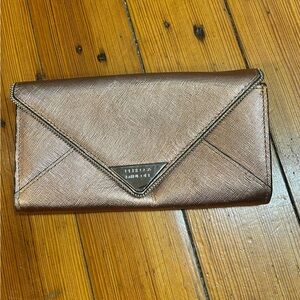 Rebecca minkoff rose gold  Clutch with Metallic Leather and Envelope Shape